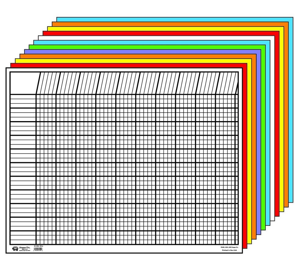 Set of 12 Horizontal Incentive Charts Assorted Colors 28 in W X 22 in H 50 co...