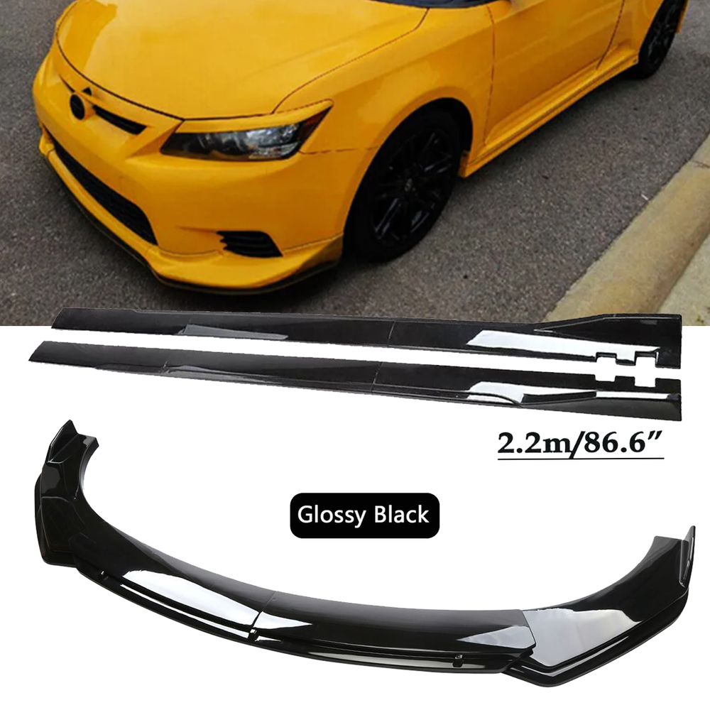 Front Bumper Lip Spoiler Splitter Side Skirt For 11-13 Scion TC Glossy Black