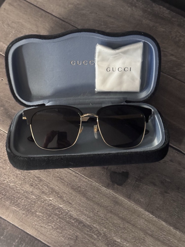 Gucci Men's Square Sunglasses Black Gradient Lens Lightweight Plastic Metal