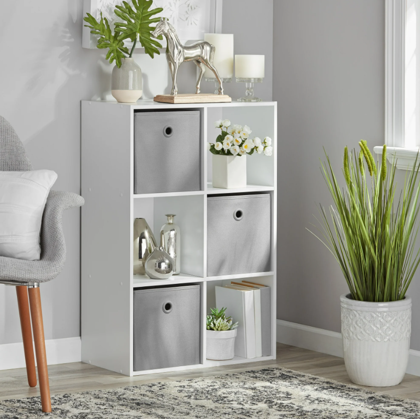 White 11-Inch 6-Cube Storage Shelf Organizer