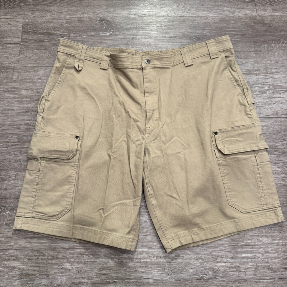 Duluth Trading Shorts Menss 46 Beige Cargo Flex Fire Hose Workwear Canvas 11 in