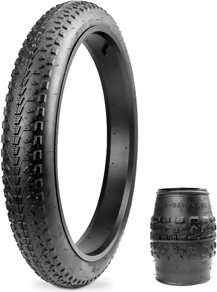 MEGHNA Bike Tire 20/26 x 3.0 Mountain Bike Tire Fat Tire Foldable Tire for Snow