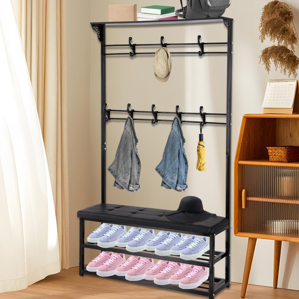 Entryway Bench With Coat Rack 67.7