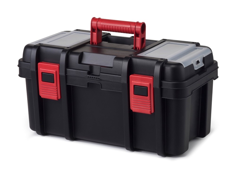 16-Inch Black Plastic Toolbox for Hardware and Tool Storage