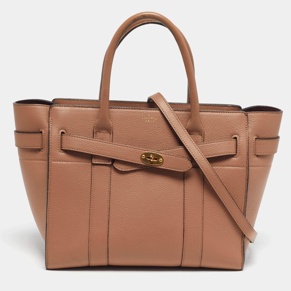 Mulberry Zipped Bayswater Small Beige Leather Tote