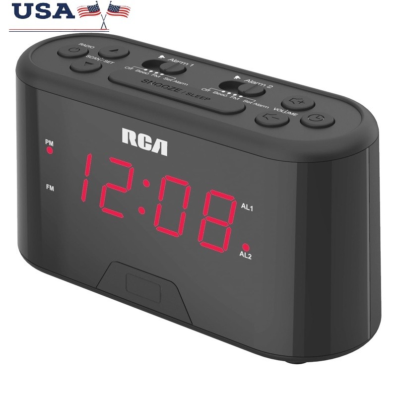 Digital Alarm Clock Radio with Large Display Dual Wake FM Snooze and Backup Battery