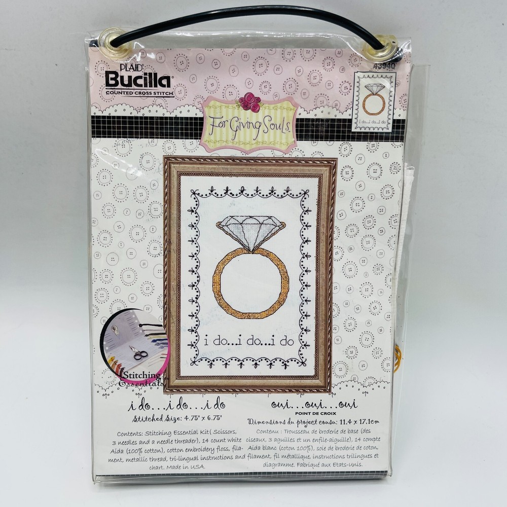 Bucilla I Do I Do I Do Counted Cross Stitch Kit 4.75x6.75 Engagement Wedding Design