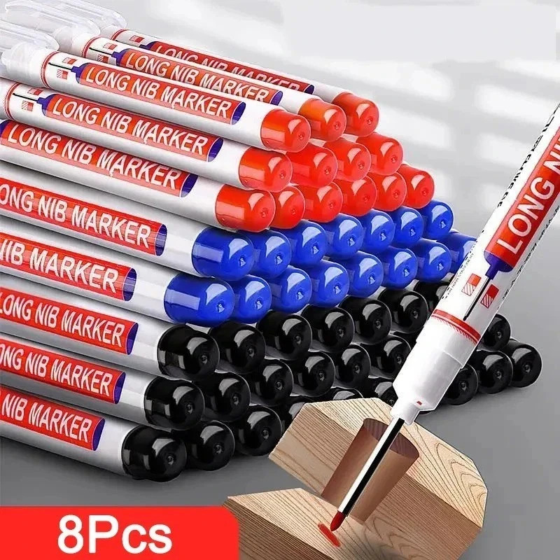 8Pcs/Set 20Mm Deep Hole Long Nib Head Markers for Metal Perforating Pen