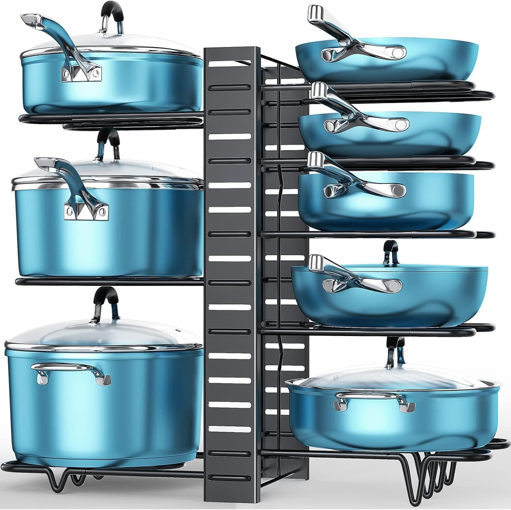 Pots and Pans Organizer for Cabinet 16.61 Height, 8 Tier Pot Organizers Rack wit