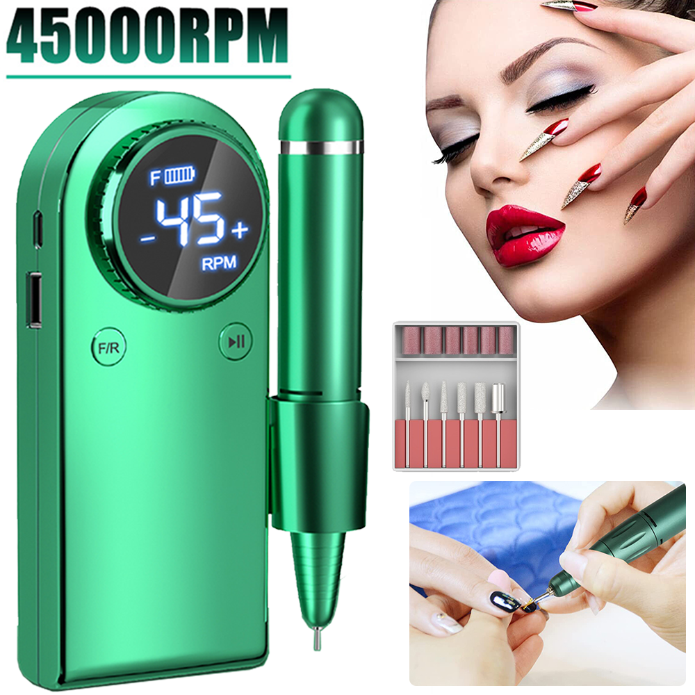 TOP 45000RPM Rechargeable Nail Drill Machine Manicure Portable Nail File Kit B31