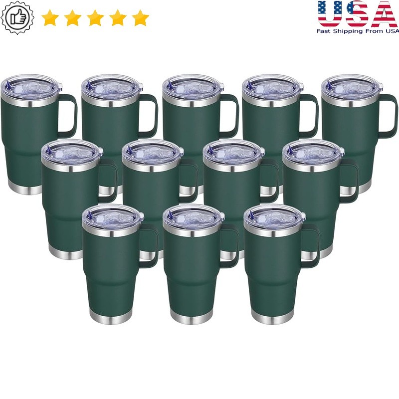 20oz Insulated Travel Coffee Mug Stainless Steel Tumbler Sliding Lid W/ Straw US