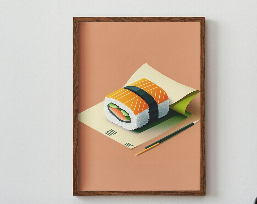 Sushi Roll Paper Art Artwork Print At Home Wall Art Wall Art Print Instant Art