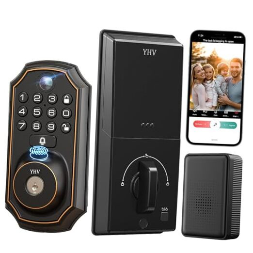 Smart Keyless Entry Door Lock with Fingerprint Camera and App Control