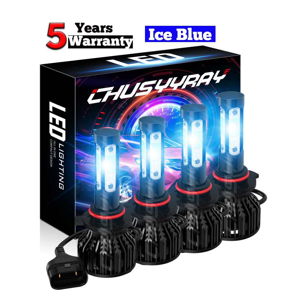 For Honda Civic 2006-2015 4x LED Headlight High+Low & Fog Light Bulbs Kit Blue
