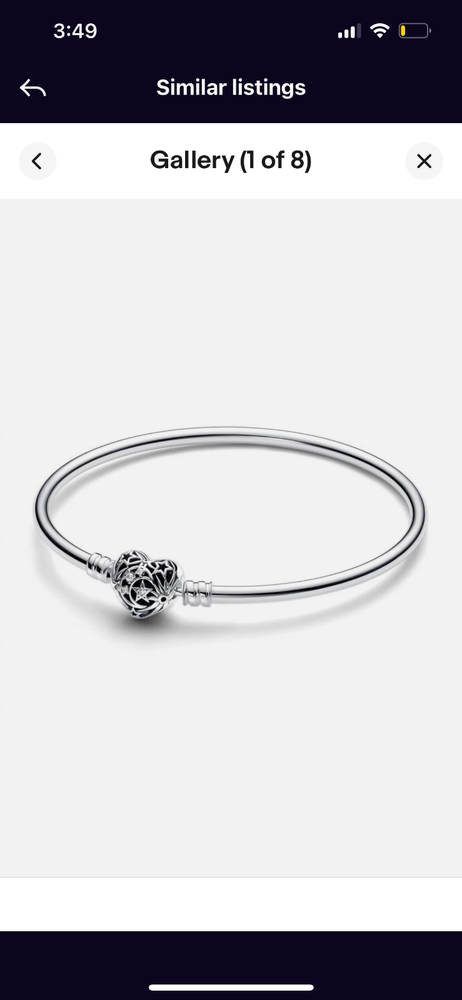New Pandora Celestial Heart Clasp Bangle Bracelet in 7.5 Inches