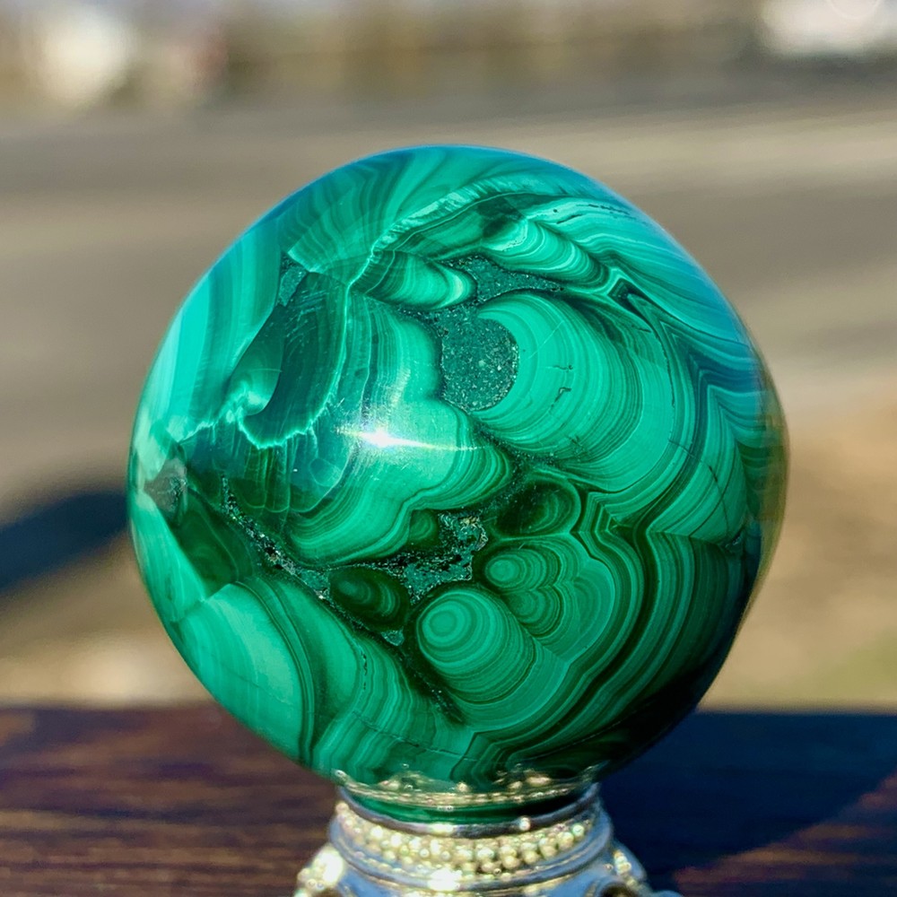 44G Natural glossy Malachite ball transparent cluster rough mineral sample