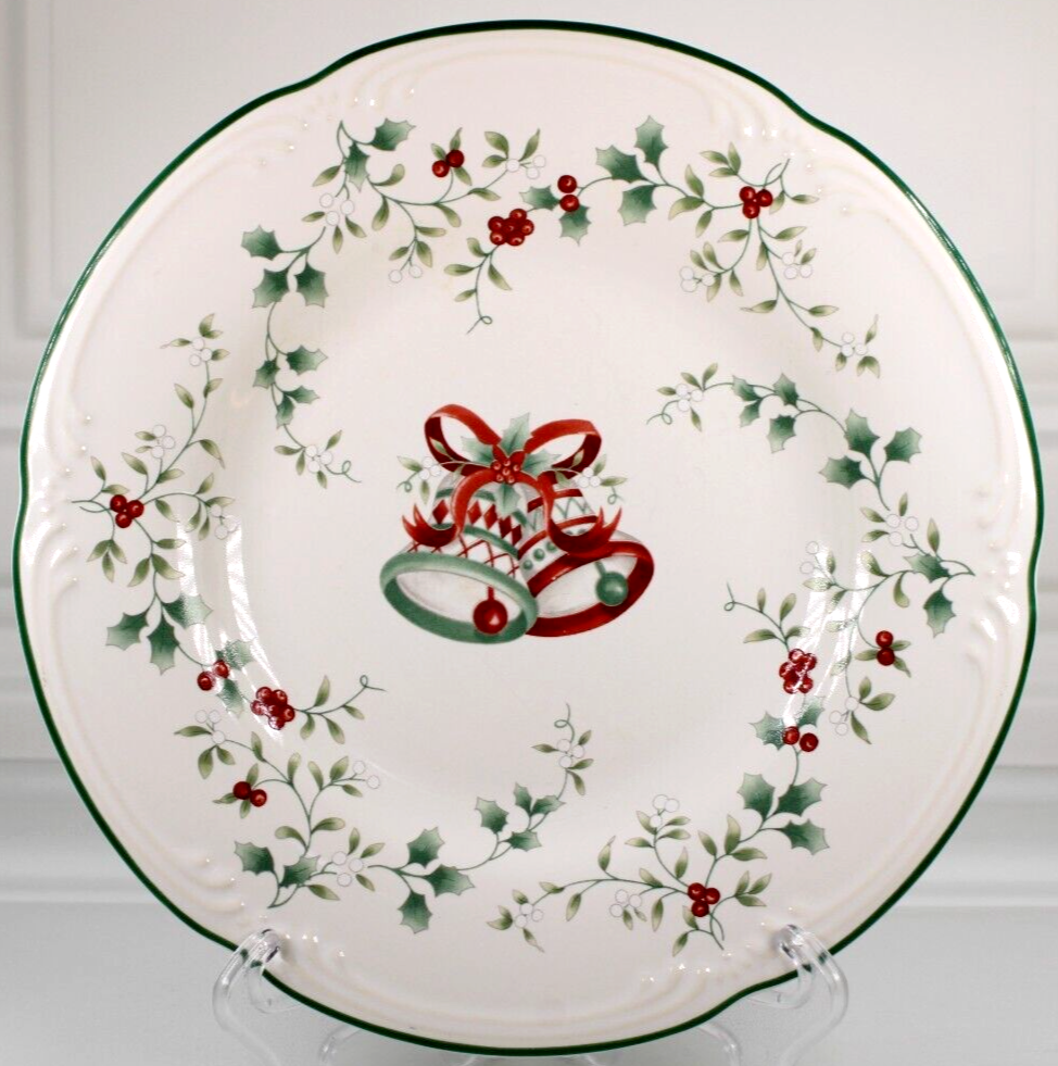 Pfaltzgraff Winterberry 8-Inch Christmas Salad Plate with Bell Design Made in USA