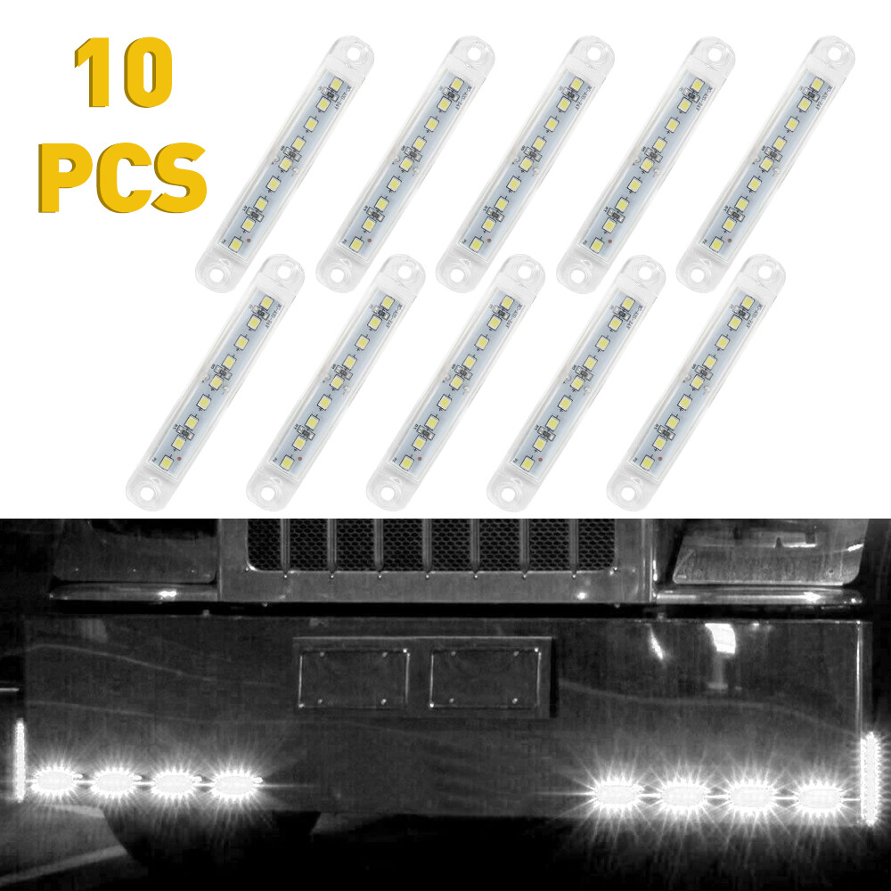 10pcs 9 LED Sealed Marker Side Clearance Light Car Truck Trailer Lorry Bus White