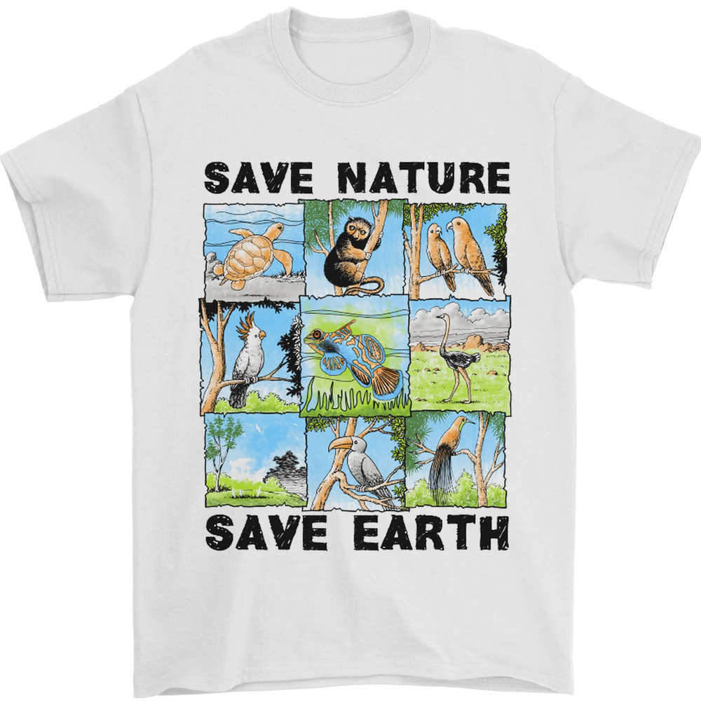 Save Nature save Earth Ecology Environment Mens T-Shirt 100% Cotton