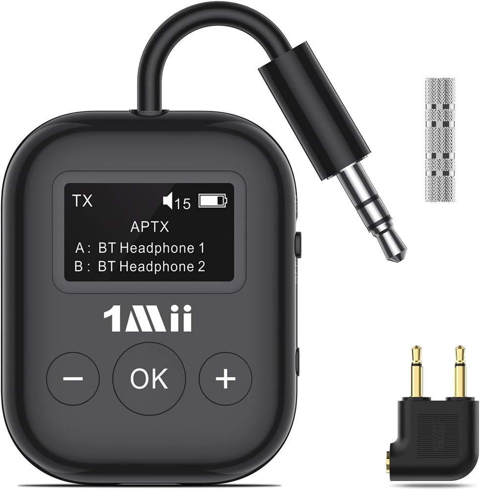 Wireless Bluetooth 5.3 Audio Transmitter for Headphones in Black