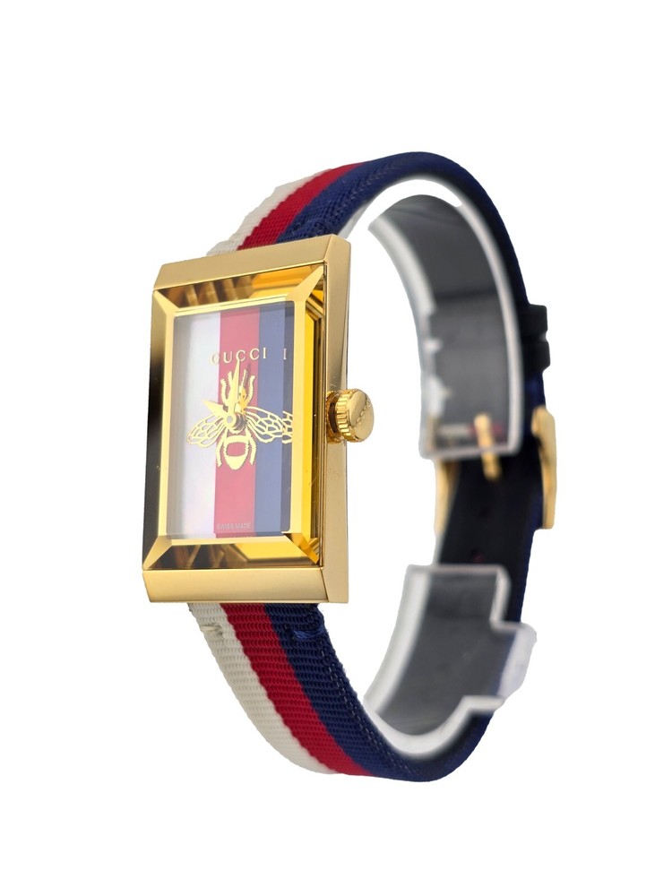 Gucci G-Frame Womens Watch with Mother of Pearl Dial and Nylon Strap YA143576 $1150 MSRP