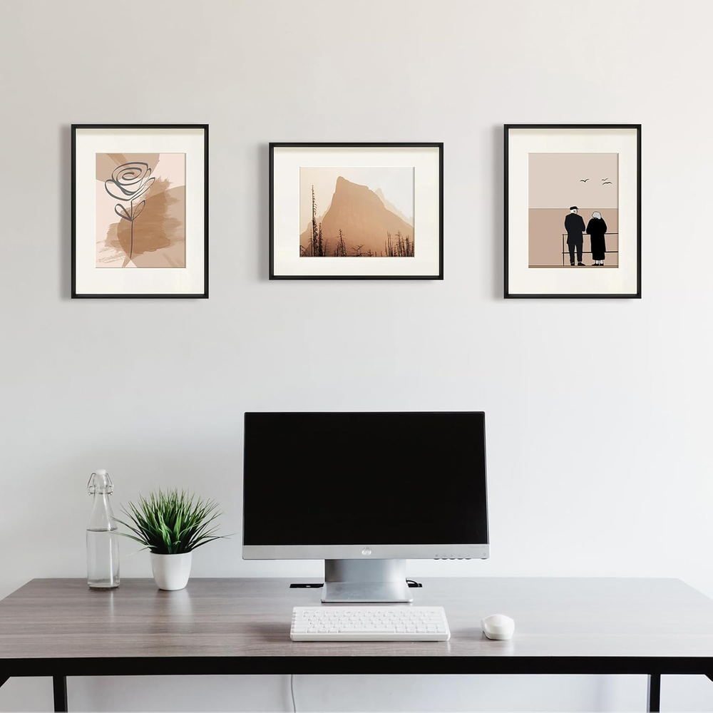 11X14 Picture Frame Black, Display 8X10 Pictures with Mat or 11X14 without Ma...