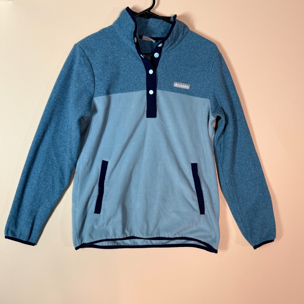 Columbia Snap T Fleece Pullover Sweater Jacket Blue Color Block Men's Large L