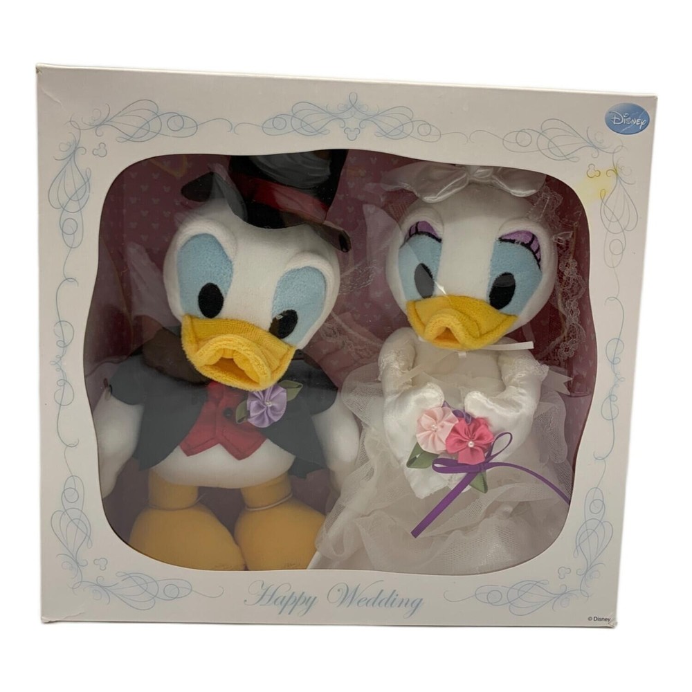 Disney Donald Daisy Duck Happy Wedding Plush Doll Set w/ Box Takara Tomy 9in