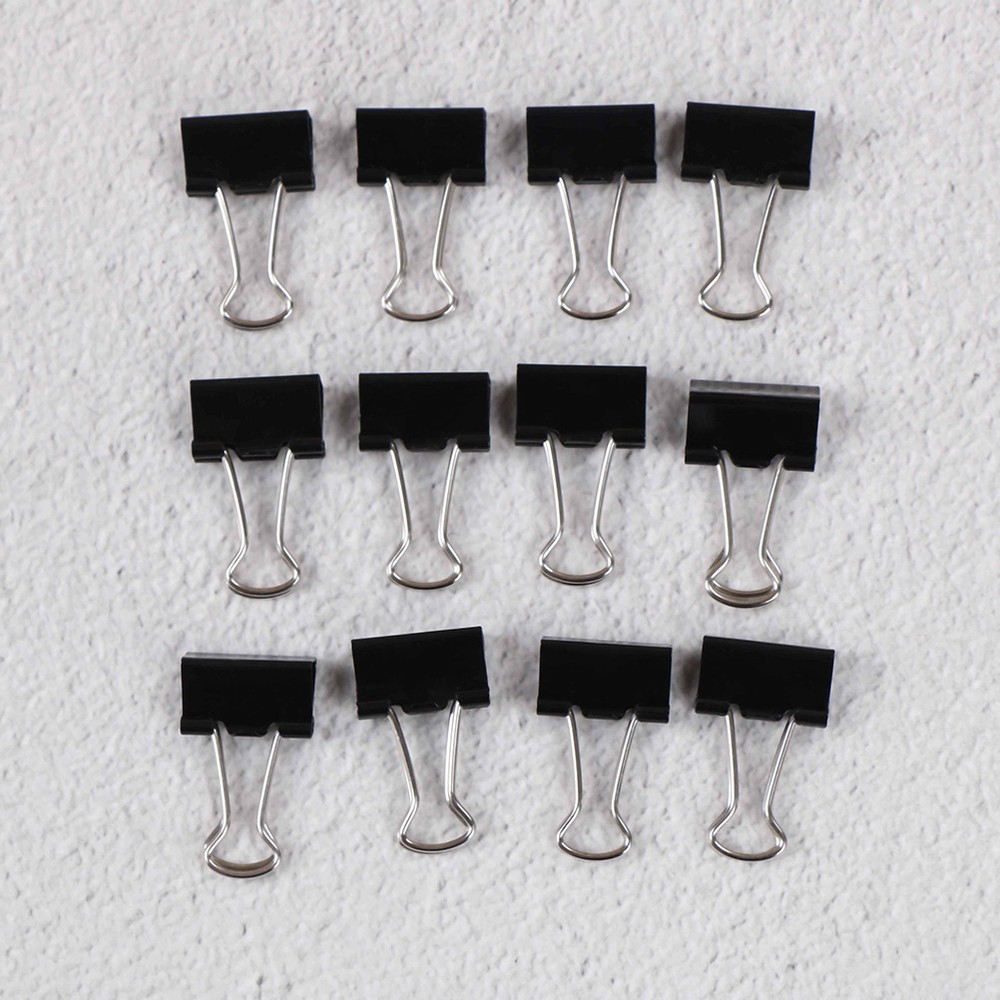 12Pcs Black Metal Binder Clips File Paper Photo Stationary Office Supplies.*a5