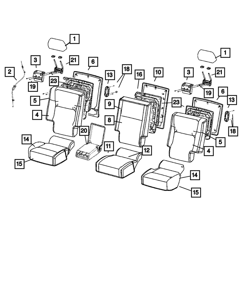 Genuine Mopar Rear Seat Cushion Cover Right 1PZ87BD1AA