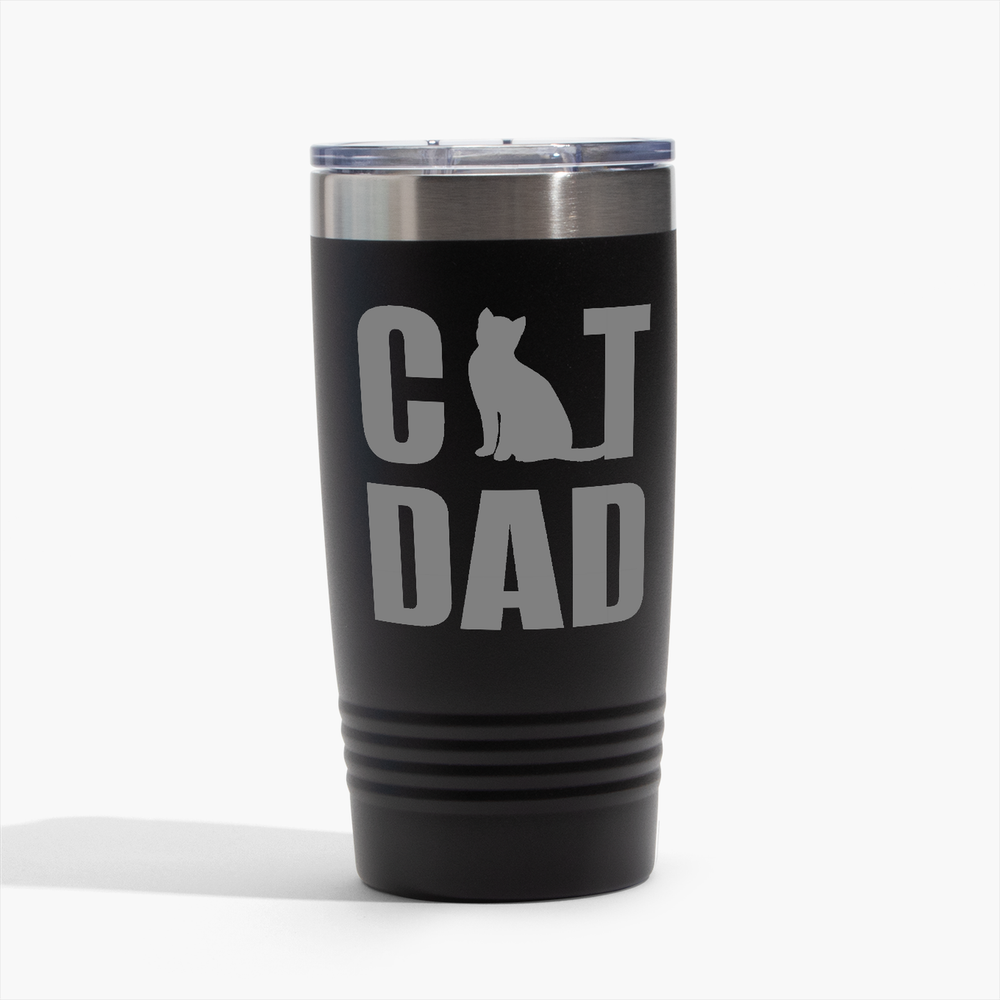 Cat Dad - Black 20oz Tumbler - Perfect for Gifts! Free Shipping!