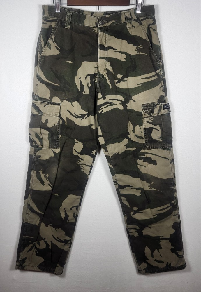 Wrangler Rugged Wear Pants Mens 33x32 Camo Brown Fleece Lined Vintage
