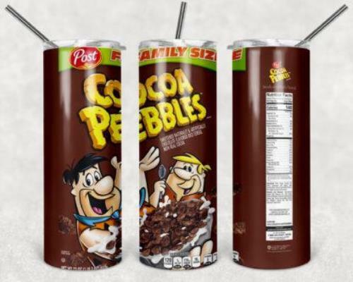 Cocoa Pebbles Cereal 20 oz Skinny Tumbler custom drinkwear - with straw - Water