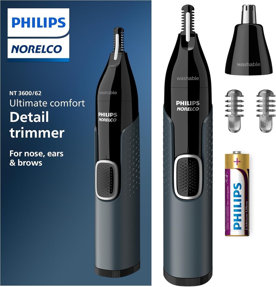 Norelco NT3600/62 Nose Trimmer 3000 for Nose Ears Eyebrows Black