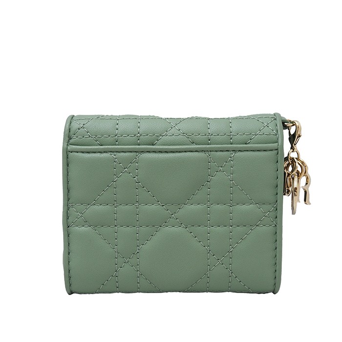 DIOR Lady Dior Lotus Wallet in Green Lambskin with Cannage Stitch S0181ONMJ 212