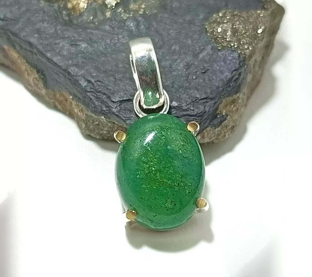 25.30 Ct Certified Emerald Silver Oval Cabochon Pendant Gemstone