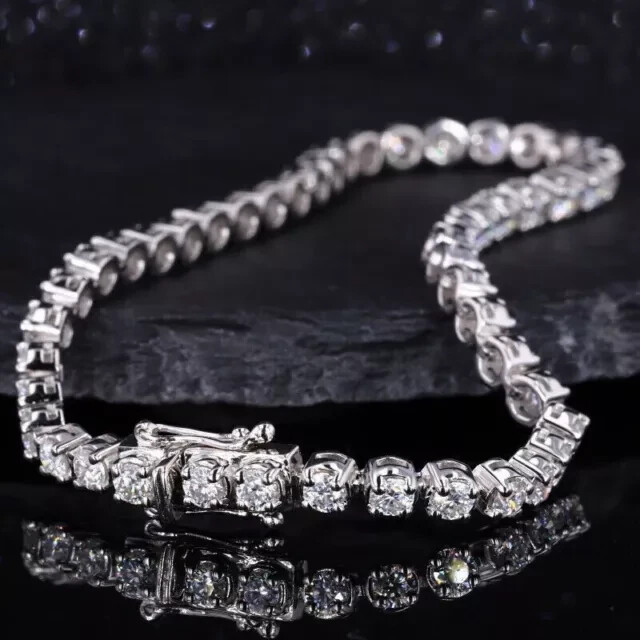 10CT Round Cut Lab Created Diamond 14k White Gold Plated Tennis Bracelet 7 Inch