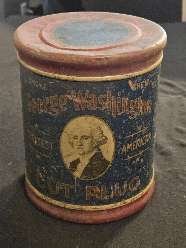 Antique George Washington Cut Plug Tobacco Tin – R.J. Reynolds Patriotic  c.1910