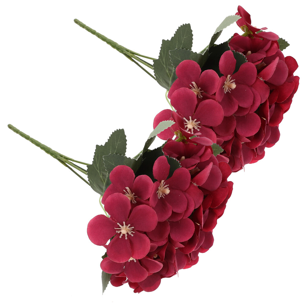2 Pcs Red Silk Flower Bouquet Realistic Floral Arrangement Bride