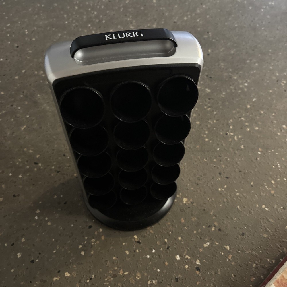 Keurig KCC-30 K-Cup Carousel Coffee 30 Pod Holder Silver Black Spinning