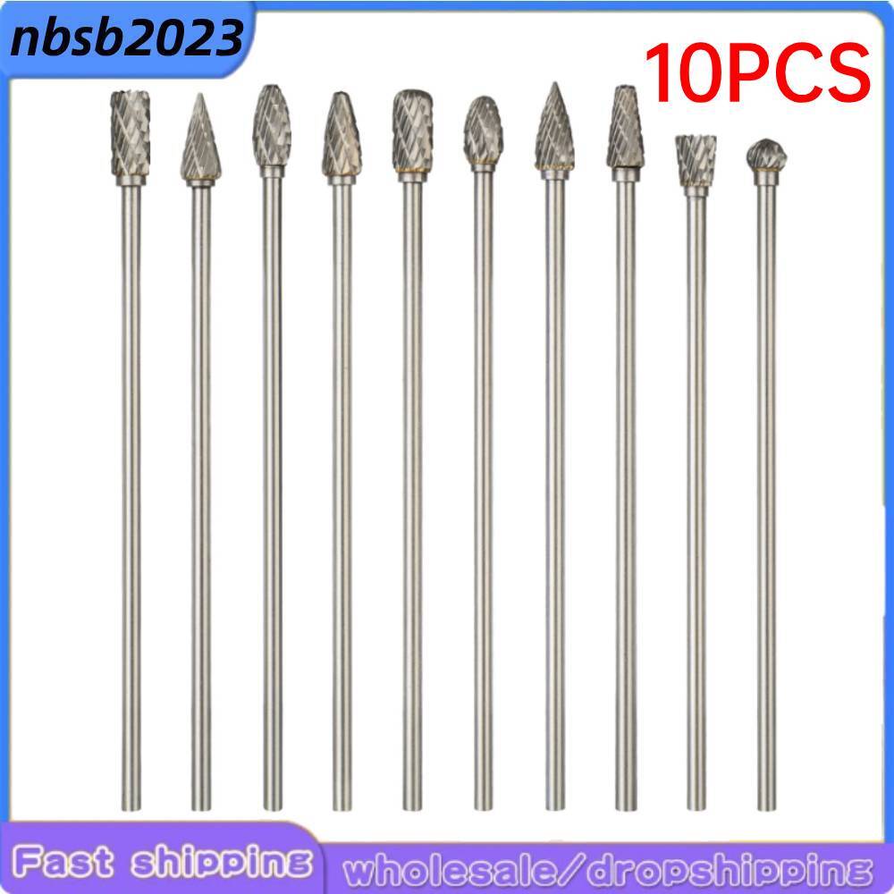 10Pcs Long Carbide Rotary Burr Set Compatible with Dremel 1/8