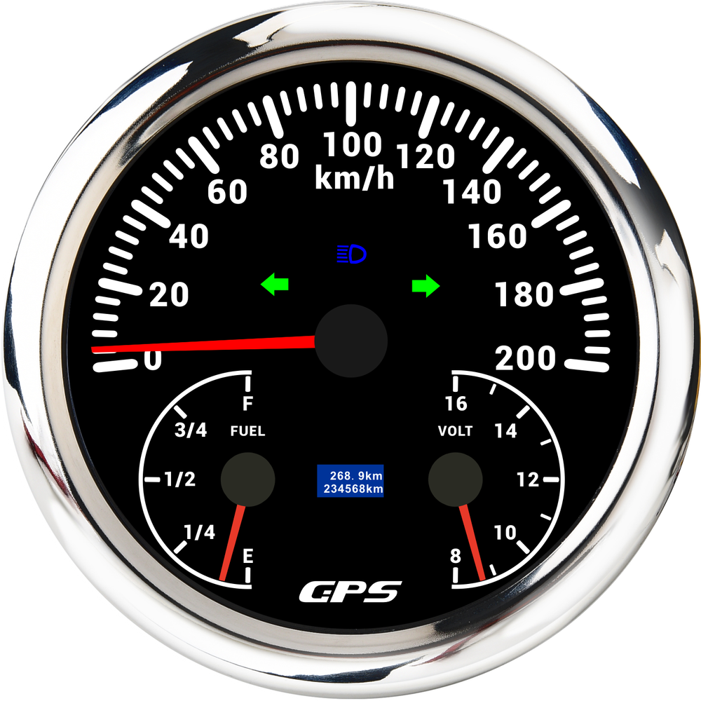 110MM GPS Speedometer 0-200km/h with Fuel Gauge and Voltmeter for Boats Cars