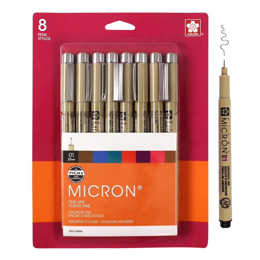 SAKURA Pigma Micron Fineliner Pens - Archival Black and Colored Ink Pens - Pe...