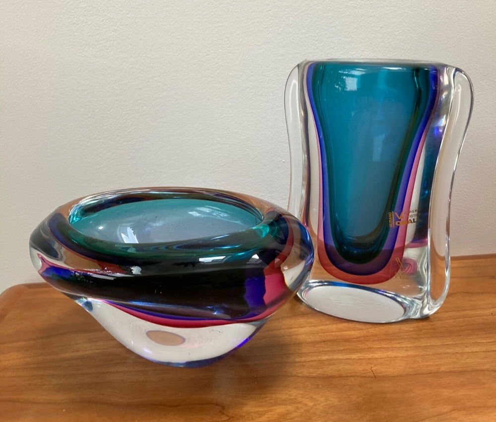 Murano Teardrop Glass Vase and bowl  