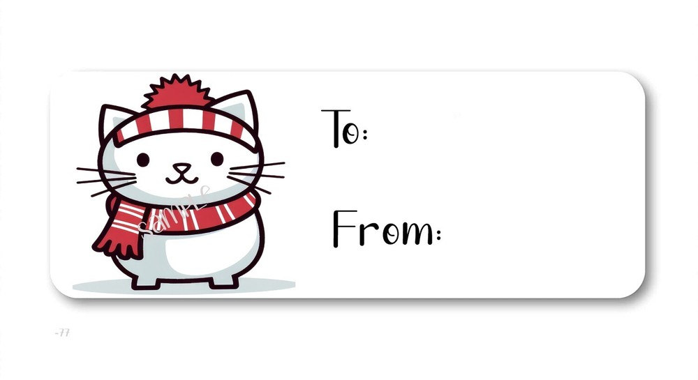 Cute Kawaii Cat Gift Tags Self Stick Gift Tag Labels Christmas TO/FROM Stickers
