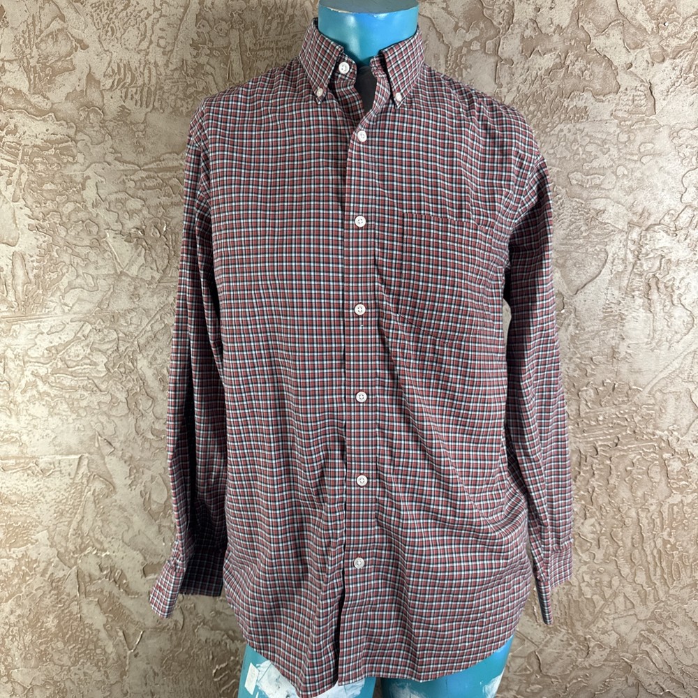 LL Bean Men's Small Regular Fit 100% Cotton Plaid Button Down Shirt