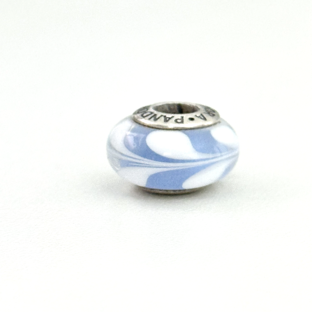 Pandora Sterling Silver Light Blue Swirl Murano Glass Charm Bead