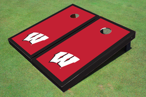 Wisconsin Badgers Black Matching Cornhole Boards Set  