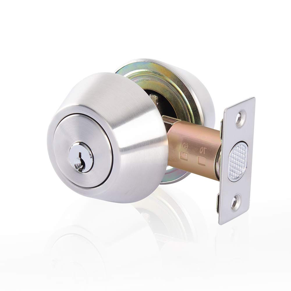Double Keyed Deadbolt Lock - 2-Way Adjustable Cylinder for Enhanced Security-image