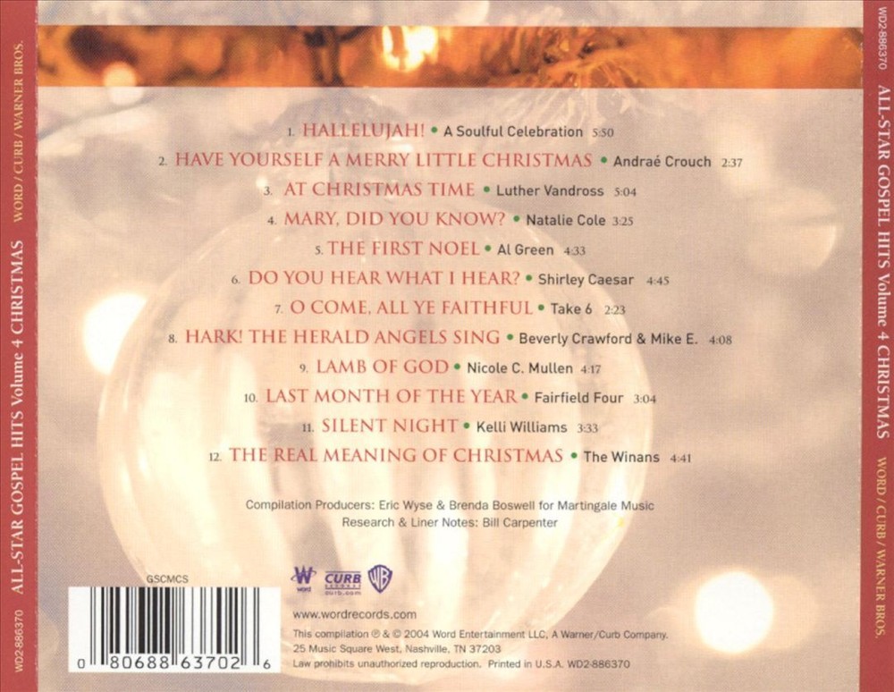 VARIOUS ARTISTS ALL STAR GOSPEL HITS, VOL. 4: CHRISTMAS NEW CD